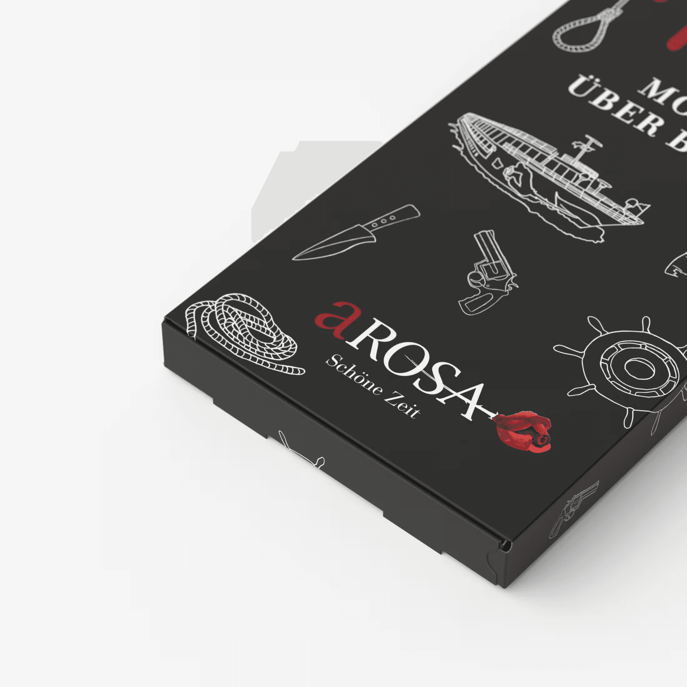 Close-up of the individually branded game packaging